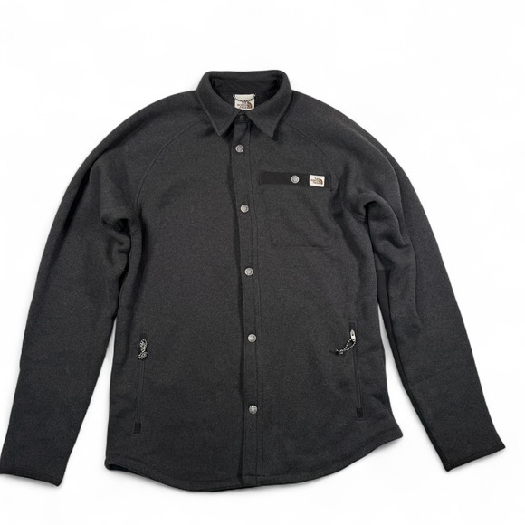 The North Face Gordon Lyons Shacket Mens Small Gray Snap Fleece Overshirt Jacket - Picture 1 of 12